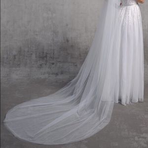 Cathedral length veil; two tiered layered ivory veil